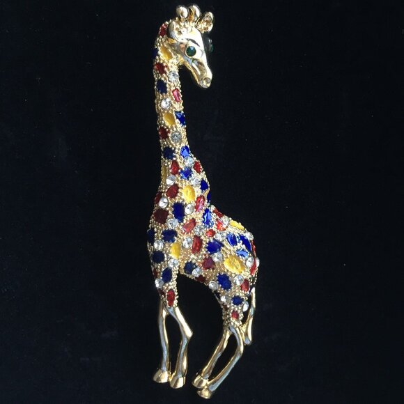 BEAUTIFUL BIG BROOCH-PENDANT "GIRAFFE", NEW - Picture 1 of 5